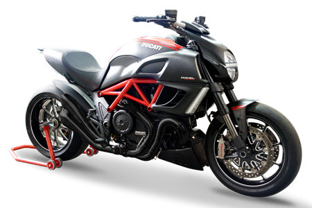 Immagine di DOPPIO TERMINALE HYDROFORM EVOLUTION LINE BLACK PER DUCATI DIAVEL 1200 2011-2016