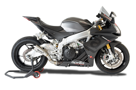 Picture of HYDROFORM SHORT R STAINLESS STEEL RACING SLIP ON EXHAUST WITH GRID FOR APRILIA RSV 4 RR / RF 2015-2016
