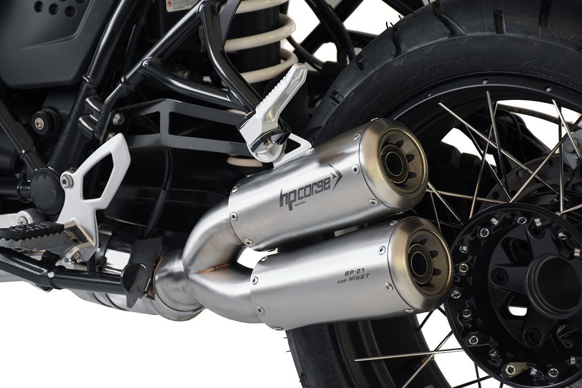 HP Corse. LOW MOUNT DUAL GP-07 SS SLIP ON EXHAUST SYSTEM BMW