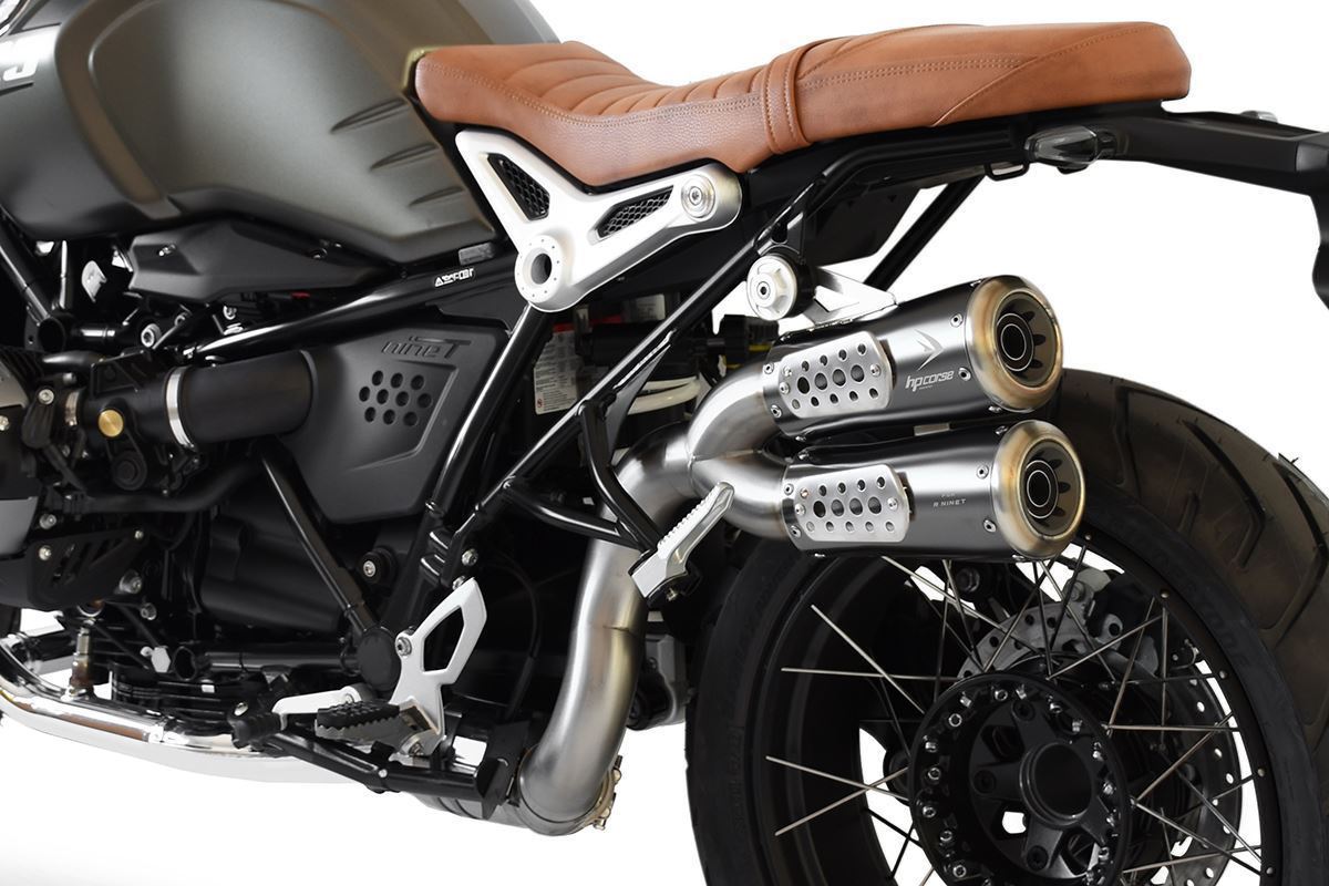 HP Corse. DUAL HIGH MOUNT GP07 BLACK STEEL SLIP ON BMW R