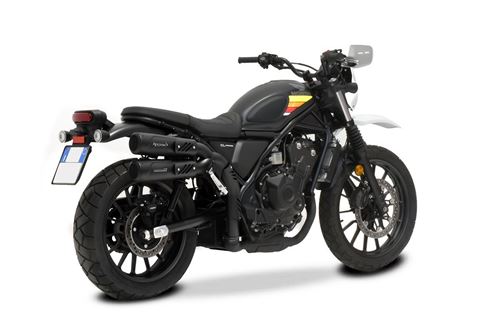 Immagine di DOPPIO TERMINALE HYDROFORM RS ACCIAIO NERO OPACO CERAKOTE ALTO HONDA CL500 2024-2025